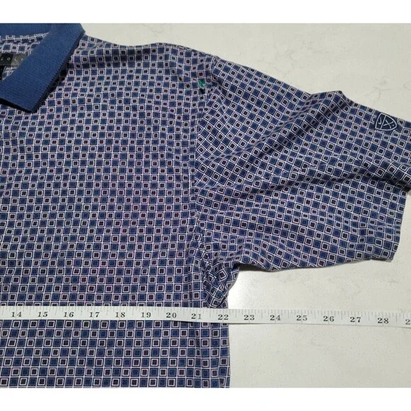 NIKE GOLF Tour DRI-FIT UV Geometric Checkered Polo Shirt NWOT Navy Blue Large - Picture 4 of 11